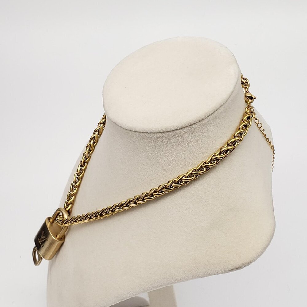 Authentic Louis Vuitton Gold Padlock w/ Unbranded Fashion Stainless Steel Chain - Picture 5 of 7